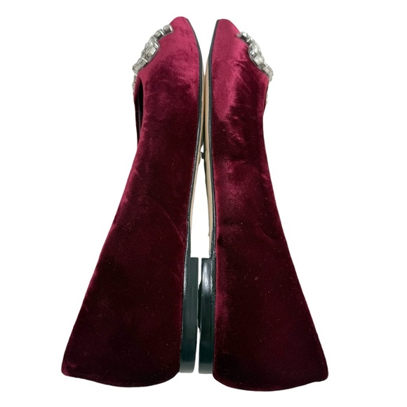 NWOT Larroude Lee Crystal-Embellished Bow Velvet Ballet Flats Size 6 - Picture 6 of 16